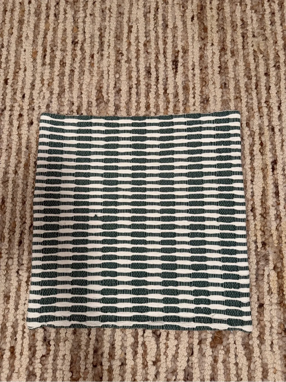 West Elm Cream and Green Woven Decorative Pillow Cover 20”X20”